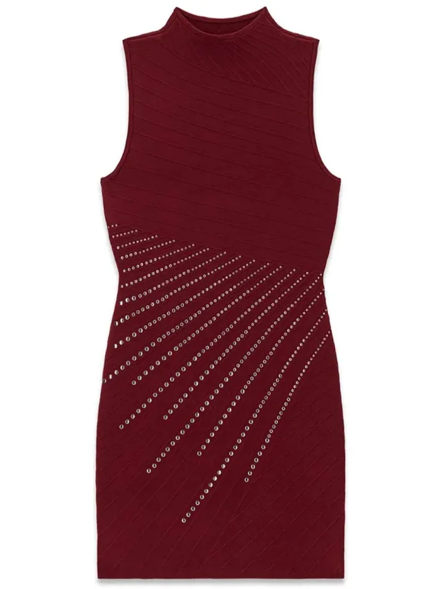 Guess Jaylene Studded Korte Jurk Met Lange Mouwen Rood L Vrouw Bet On Pink Multicolor