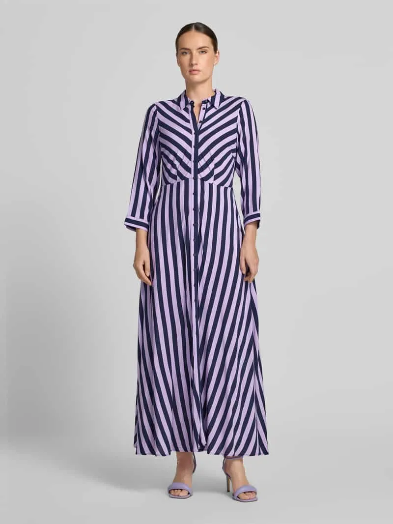 Yas Overhemdjurk van viscose met 3/4-mouw model 'SAVANNA' Marineblauw