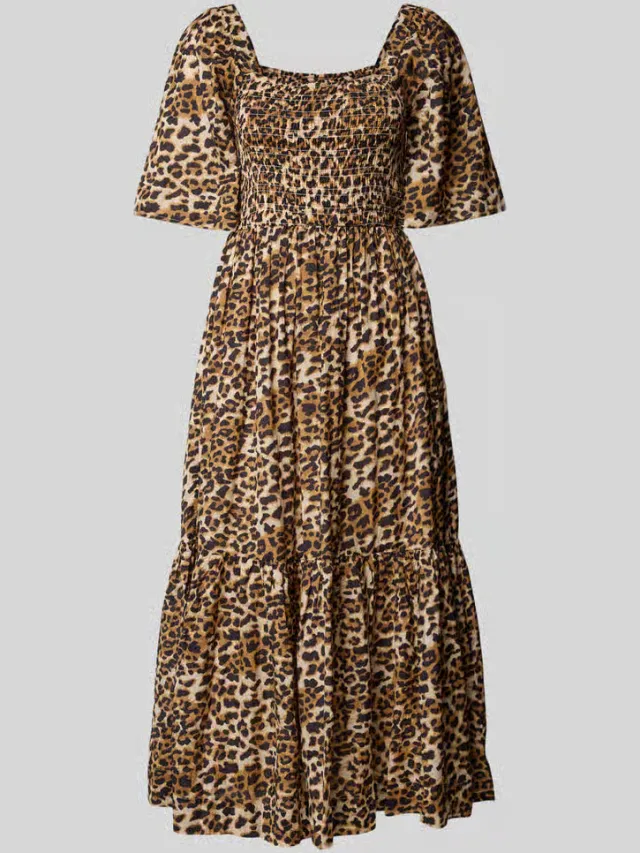 SELECTED WOMEN Dora midi-jurk luipaardprint zwart, foto 2