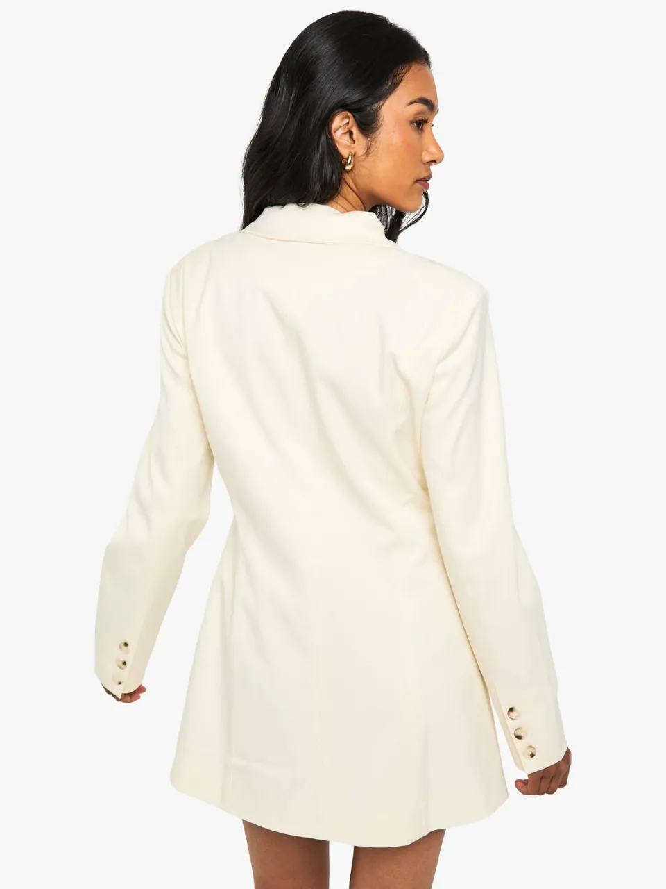 boohoo Dames Getailleerde Doorknoop Shirt Blazer Jurk crème, foto 2