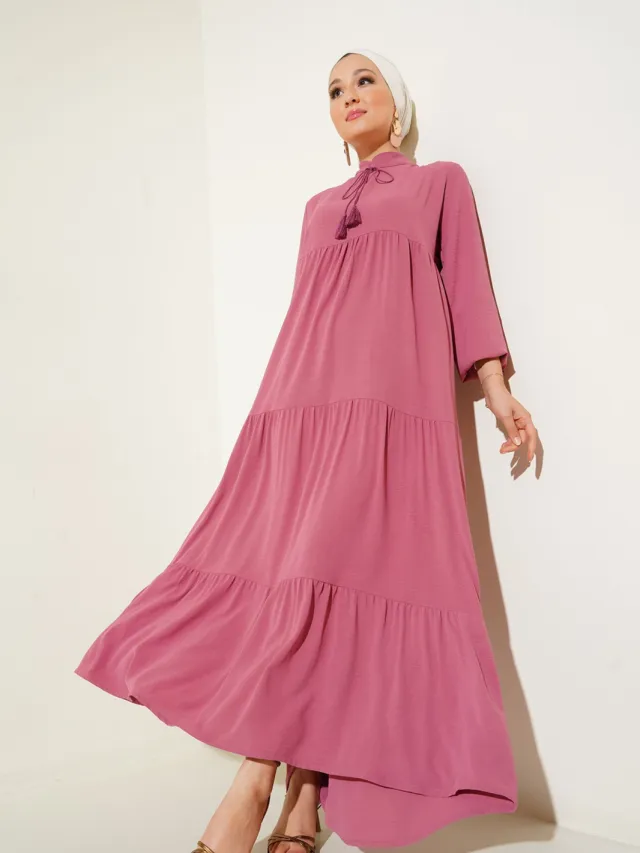 Big Dart Maxi-jurk met Strikdetail Oudroze