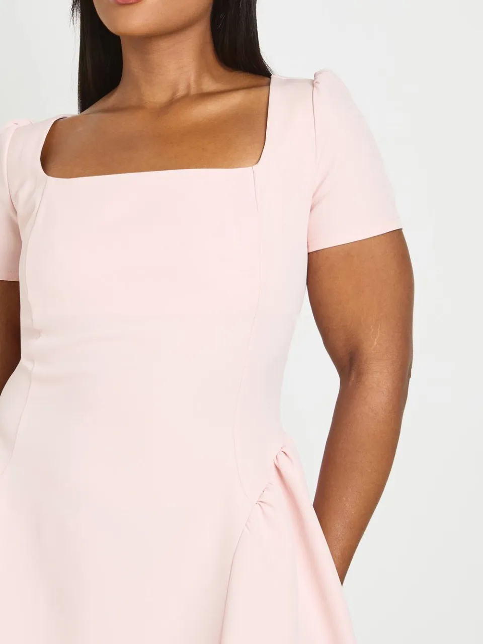 boohoo Dames Plus Pofmouw Skater Jurk baby roze, foto 4