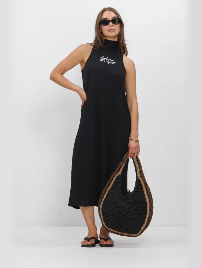 Penn & Ink Dames Jurken Dress Print - Zwart