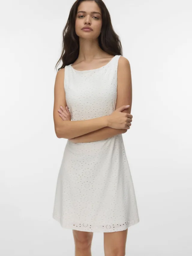 Vero Moda korte jurk broderie ecru