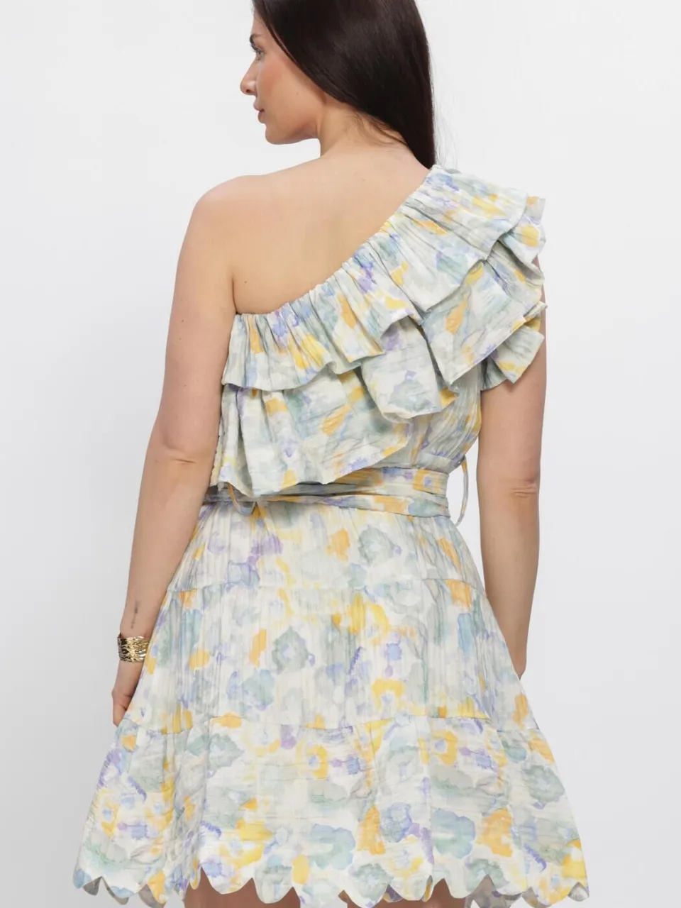 AMAYA Amsterdam Clover one shoulder jurk paars, foto 3