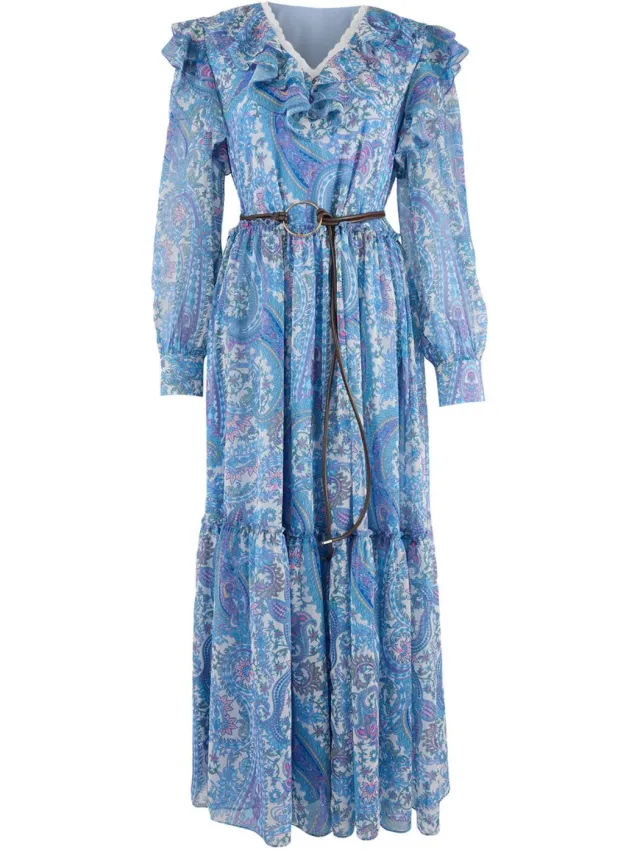 Trendyol TRENDYOLMİLLA Dames Meerkleurig Paisley Maxi Lang A-lijn Jurken Veelkleurig