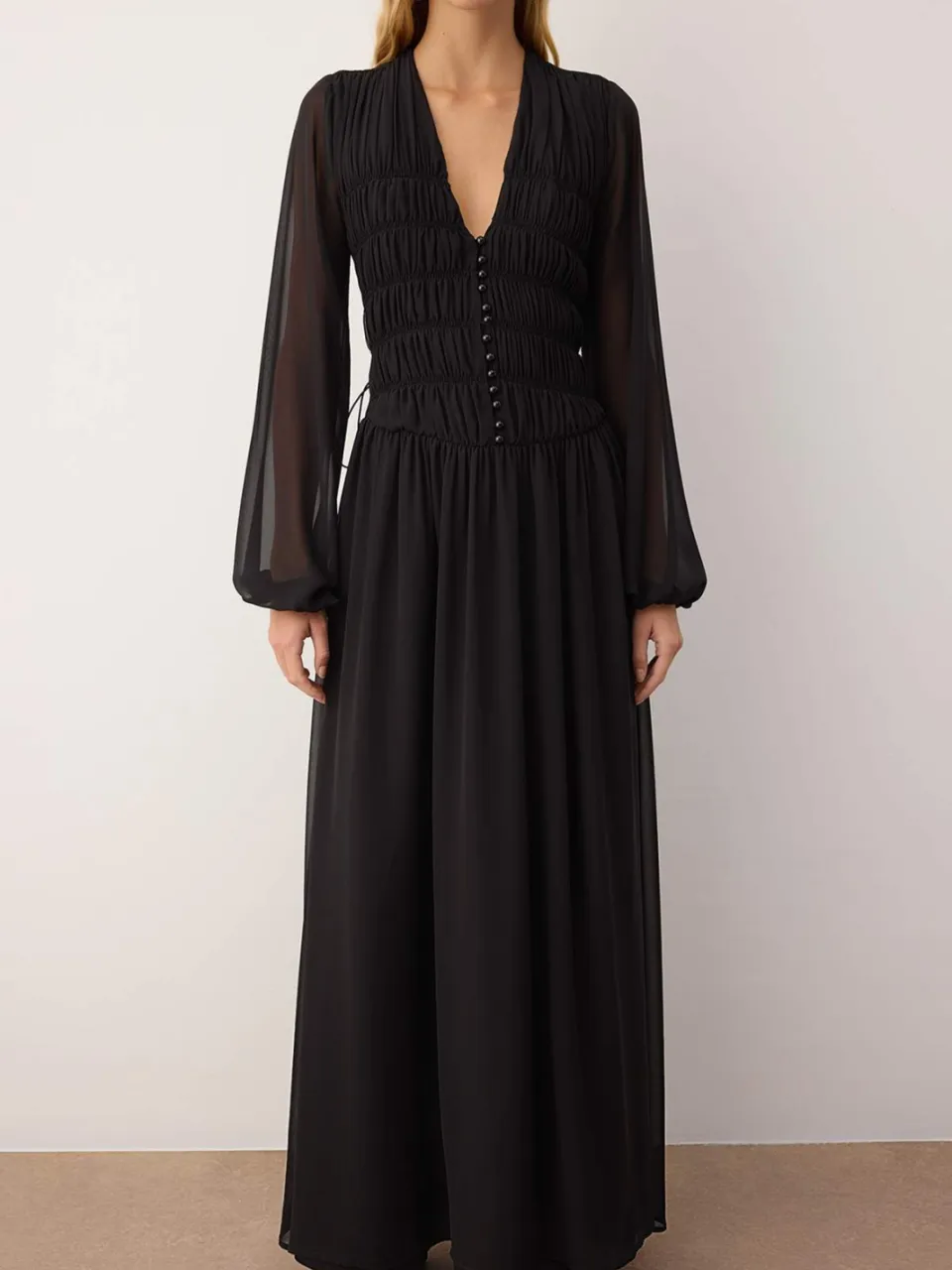 Trendyol TRENDYOLMİLLA Dames Zwart Effen Maxi Lang Casual Skater Jurken, foto 2