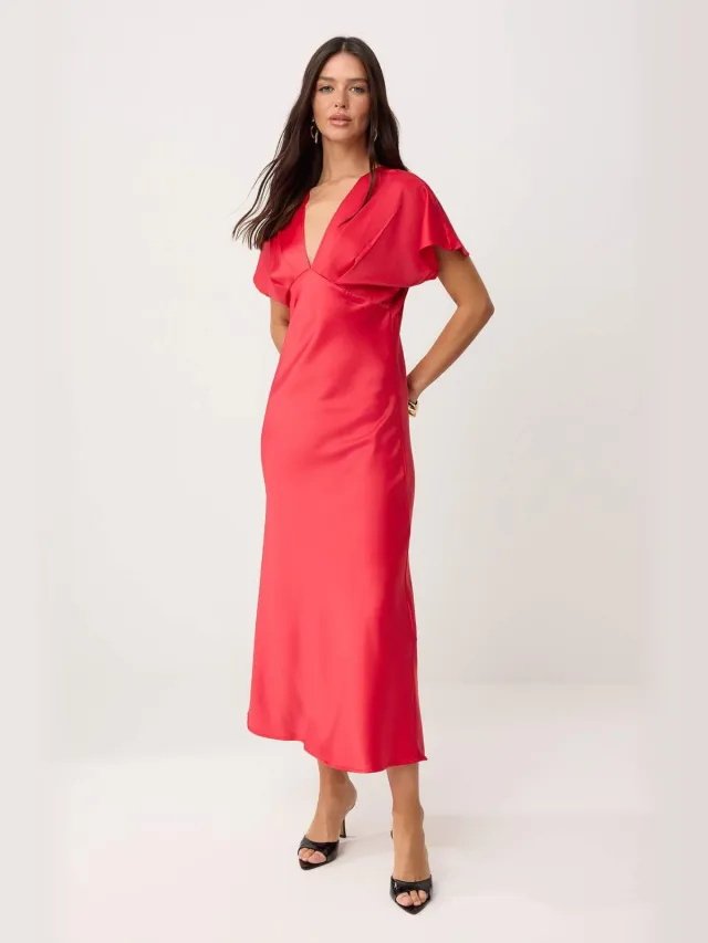 Trendyol TRENDYOLMİLLA Dames Rood Effen Maxi Kort Recht Jurken
