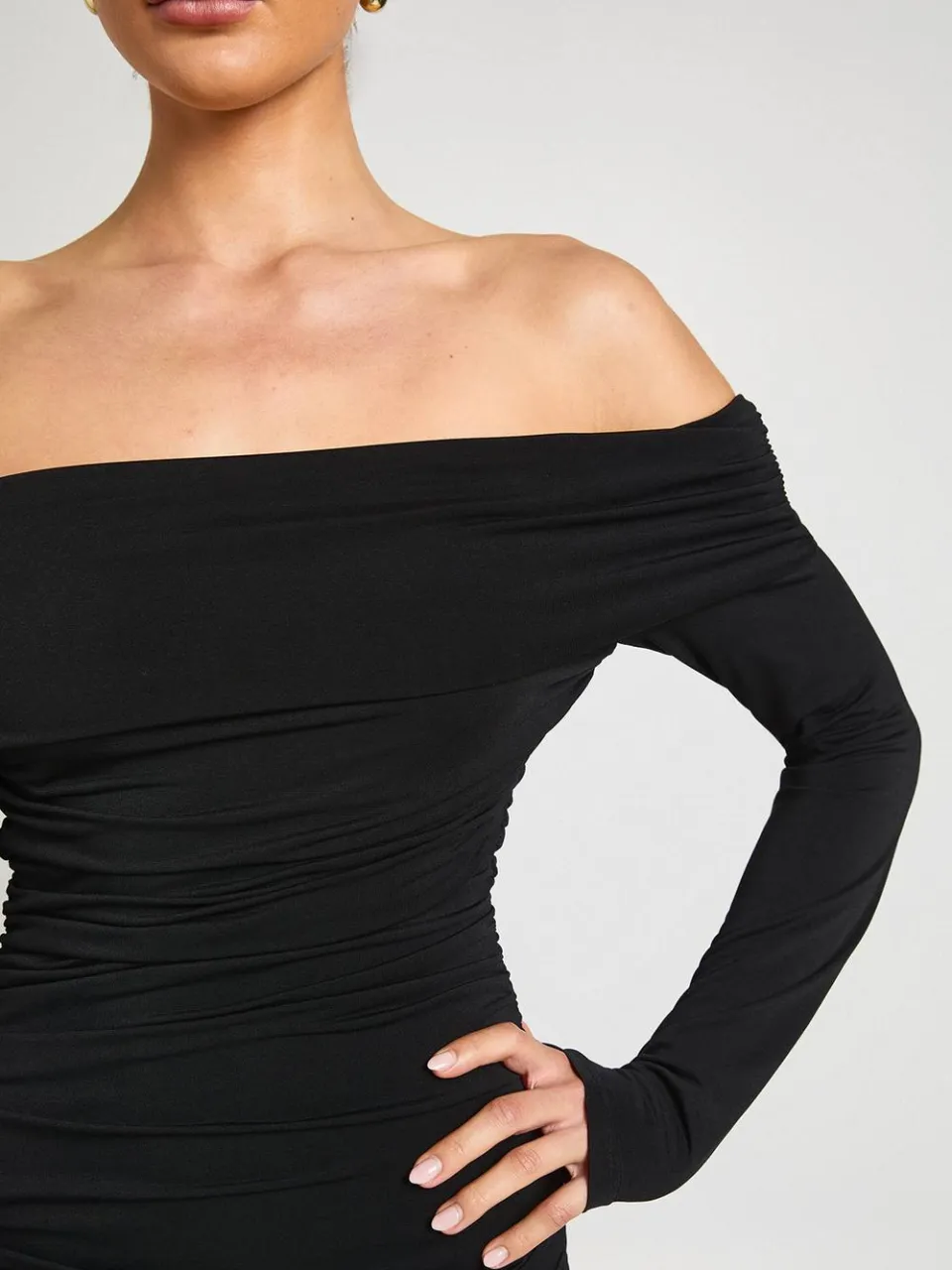 boohoo Dames Mini Rok Met Gerimpeld Detail En Asymmetrische Zoom zwart, foto 3