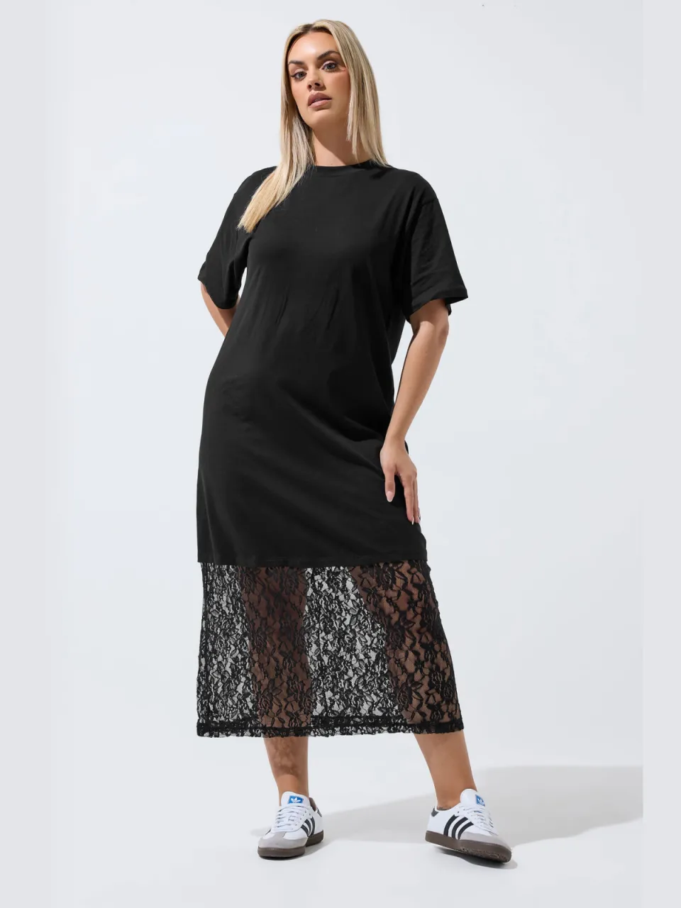 Limited Collection Zwarte Jurk Met Kanten Zoom Black