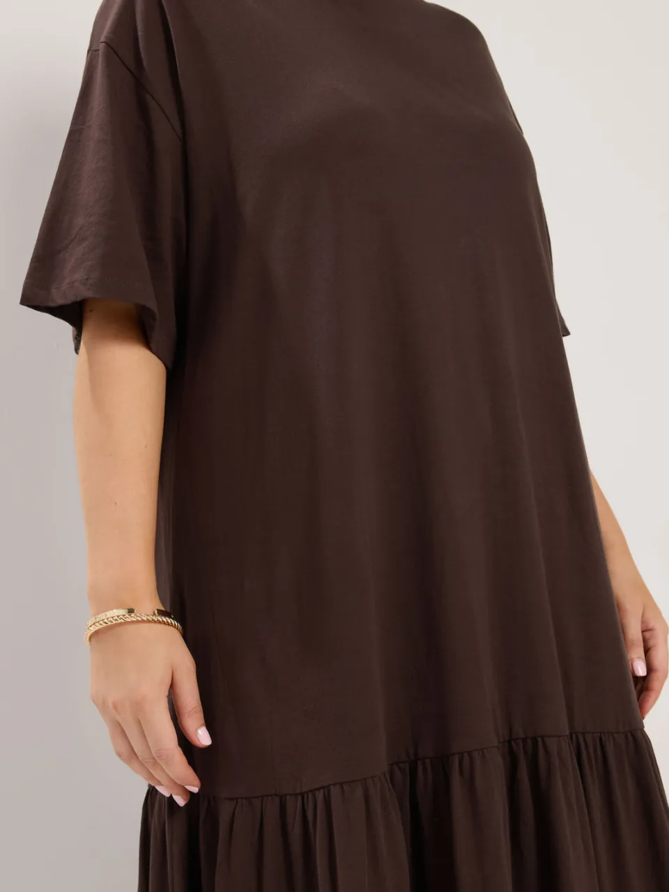 Yours Chocoladebruine Maxijurk Met Lage Taille, foto 4