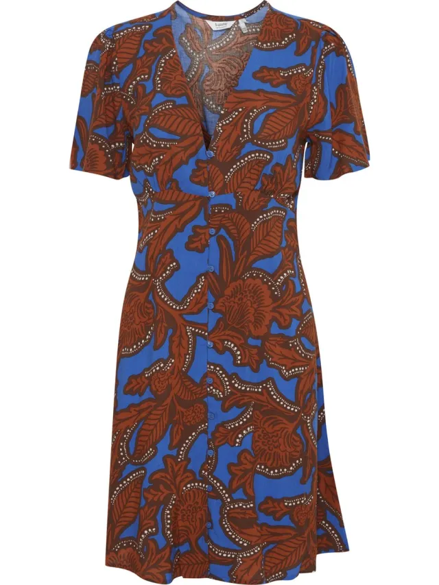 b.Young Byjosa Short Vneck Dames Jurk nebulas blue mix