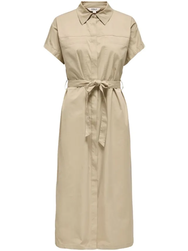 Only ONLTANNY SS LONG BELT SHIRT DRESS CC PNT - Meisjes - Maxi jurken Safari