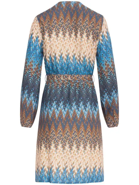 Smashed Lemon 24643 multicolour zigzagprint jurk blauw, foto 2