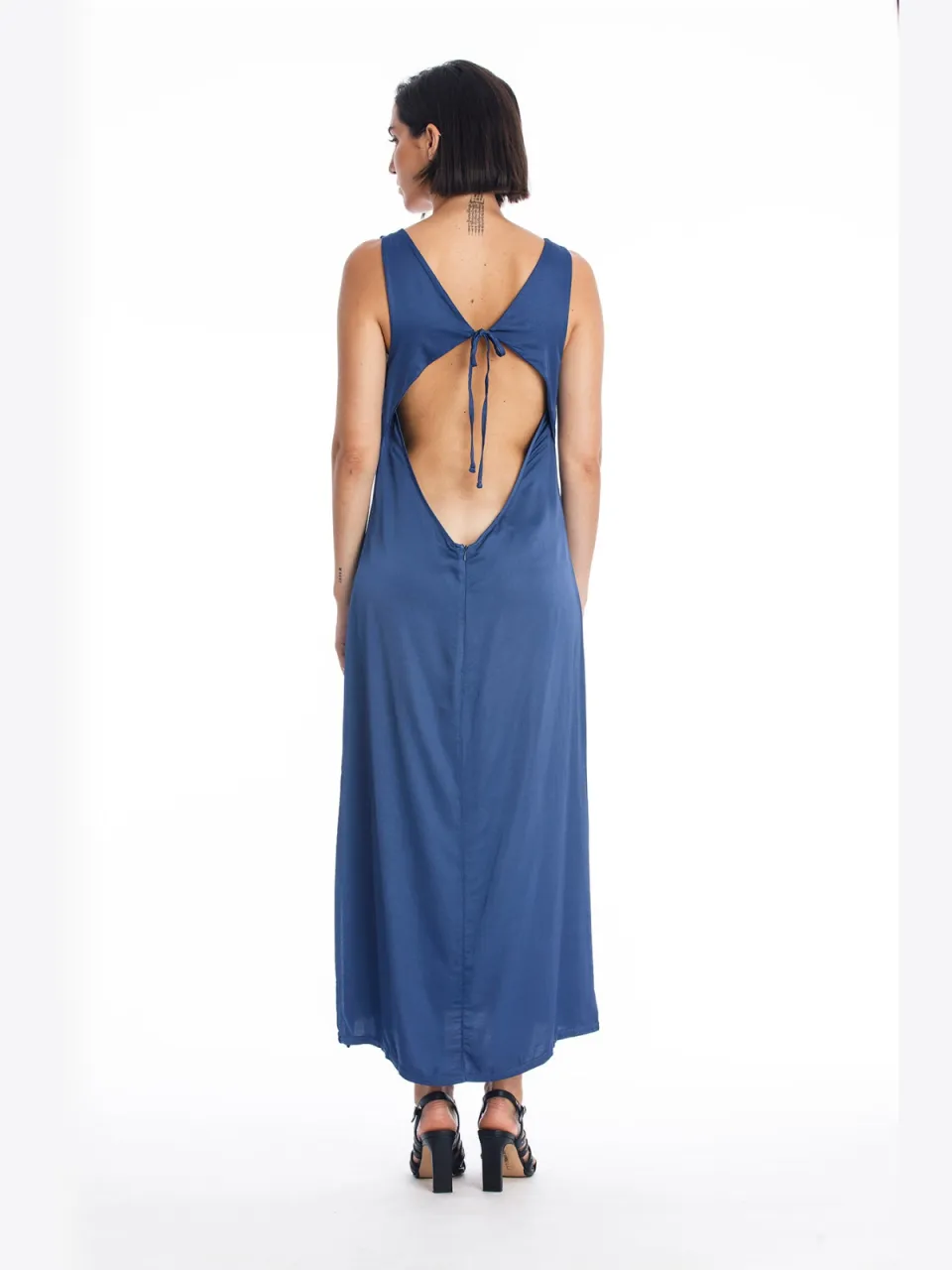 RAVENS VIEW IBIZA dames vegan Midi Jurk Liv Indigoblauw donkerblauw, foto 2