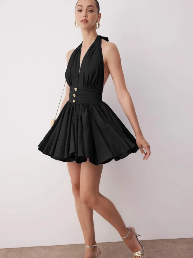 Trendyol TRENDYOLMİLLA Dames Zwart Effen Kort / Mini Mouwloos Avond / Dagelijks Skater Jurken