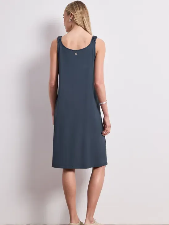 Street One Knielange jurk met gerimpelde bandjes blauw, foto 3