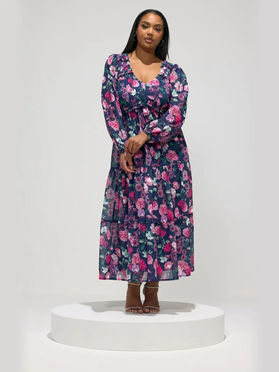 Yours London Marineblauwe Jurk Met Bloemenprint, foto 2