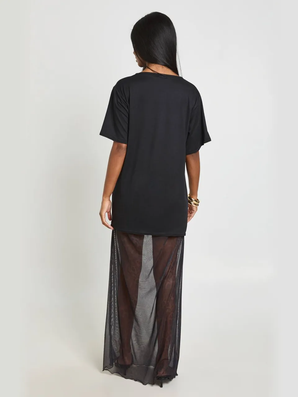 boohoo Dames T-shirt Jurk Met Luipaardprint Mesh Zoom zwart, foto 2
