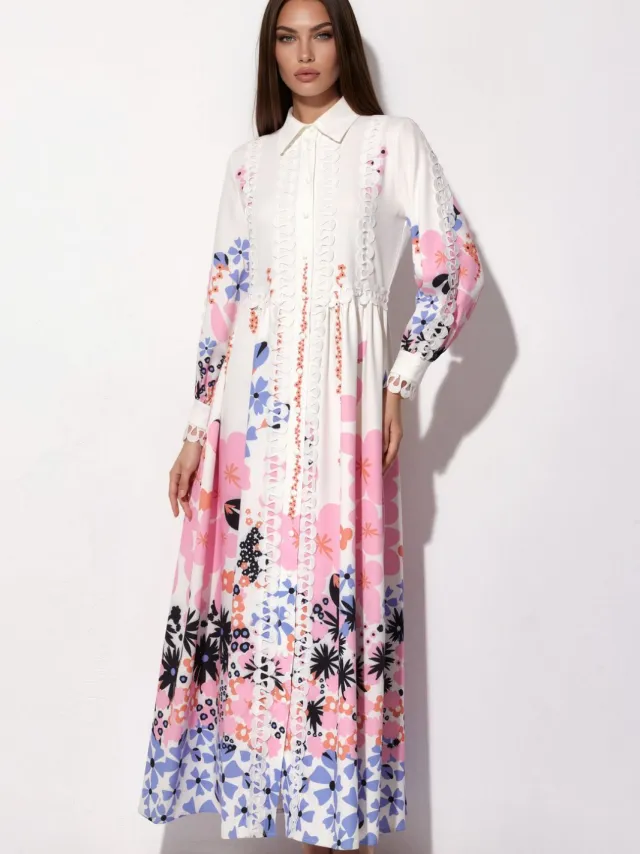 MSN Collection Bloemen A-lijn Maxi Jurk Veelkleurig