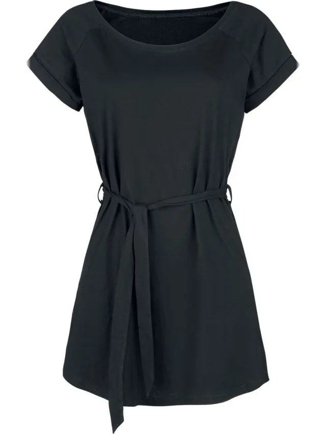 Forplay Jersey jurk met strikceintuur Dames Mini-jurk - zwart