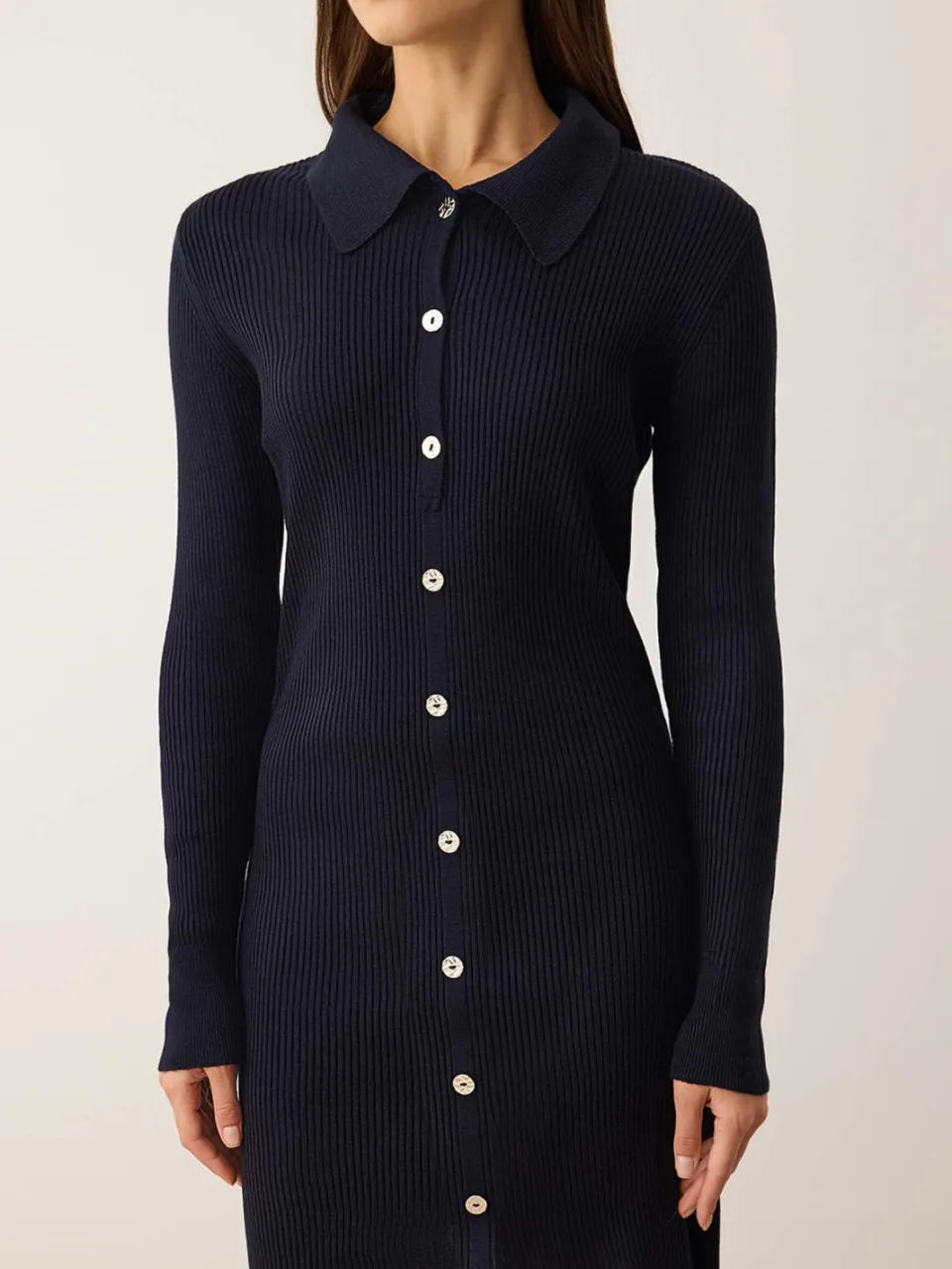 Trendyol TRENDYOLMİLLA Dames Donkerblauw Effen Kort / Mini Lang Casual Recht Jurken marineblauw/blauw, foto 2