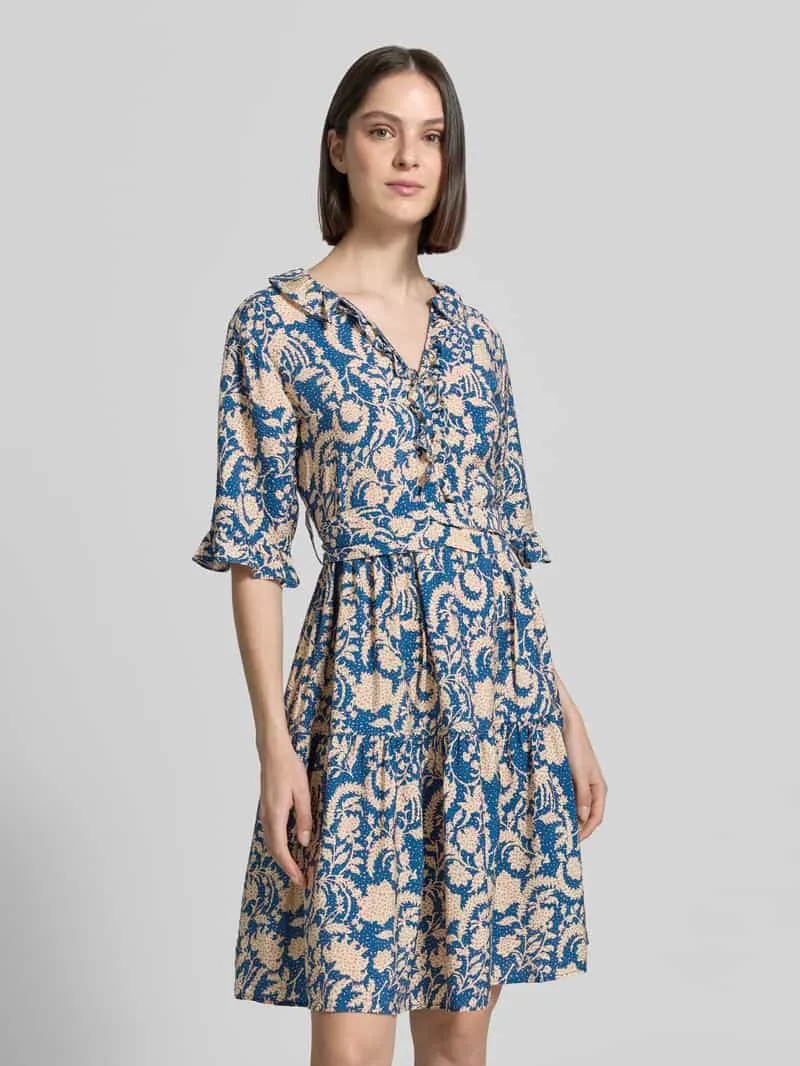 Christian Berg Woman Knie-lange jurk van viscose in all-over look koningsblauw, foto 4