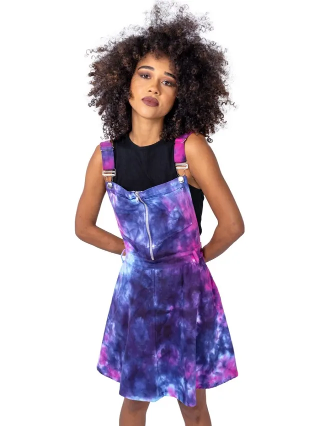 Heartless Monet Pinafore Dress Korte jurk meerkleurig S - Katoen - Rock wear Blauw