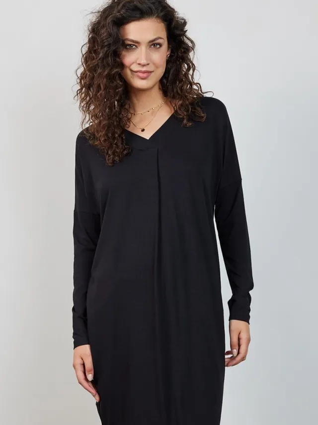 Didi Dames Loose dress Indy Black Zwart / grijs