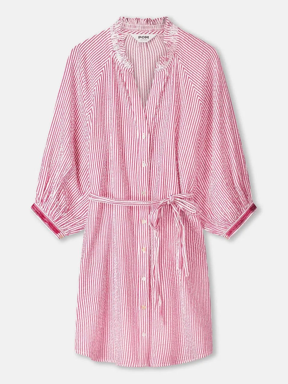 POM Amsterdam gestreepte blousejurk roze, foto 2
