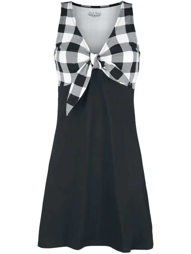 Rock Rebel by EMP Zwart kort jurkje in rockabella look - Dames zwart;wit