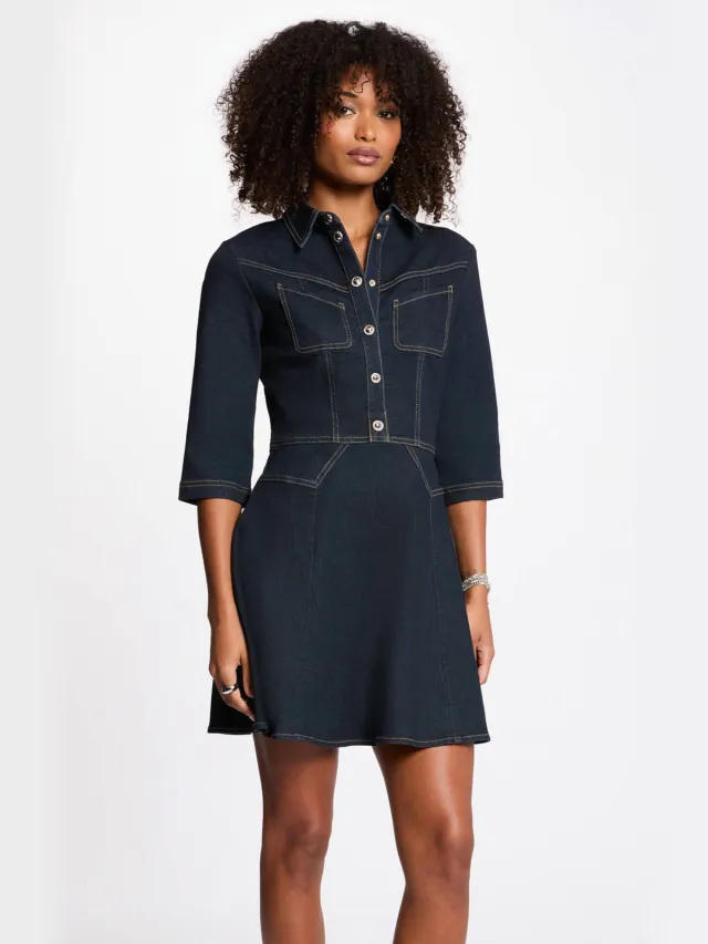 Morgan jurk dark blue denim