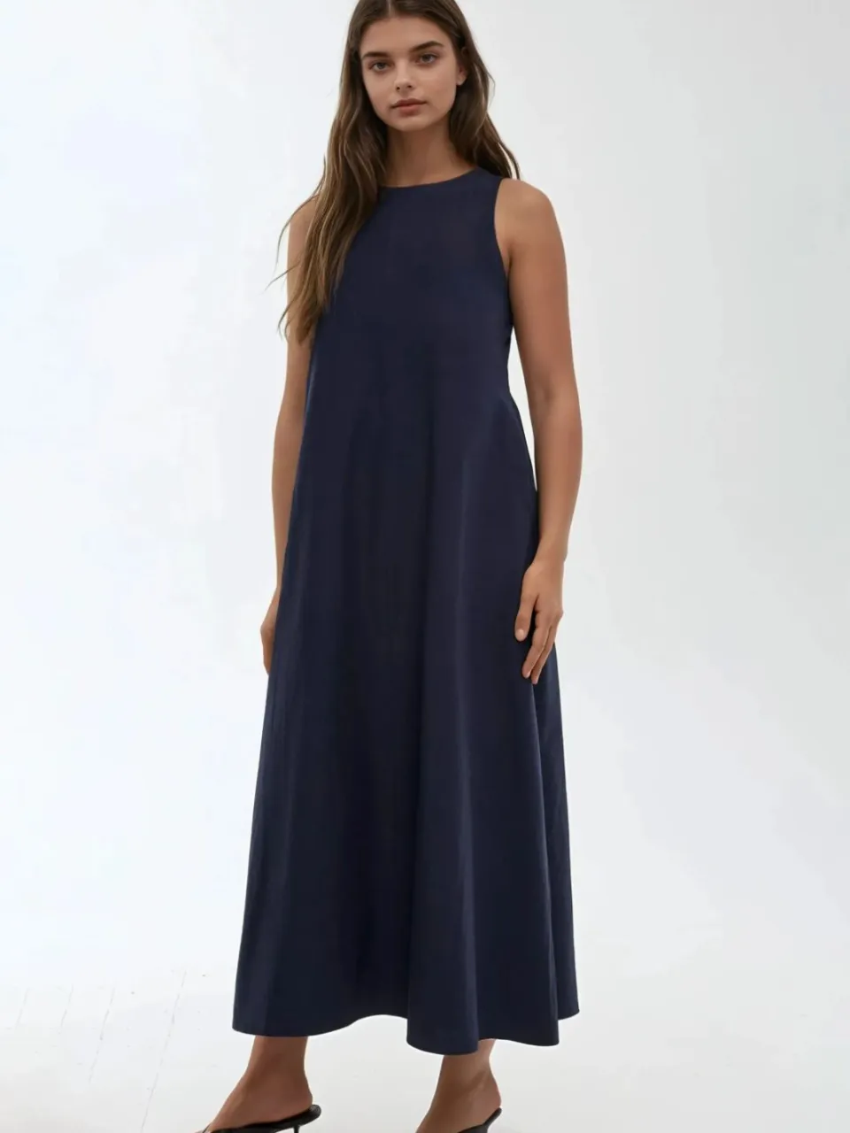 Hiccup Mixray Collectie Crew Neck Mouwloos A-Form Maxi Jurk marineblauw, foto 2