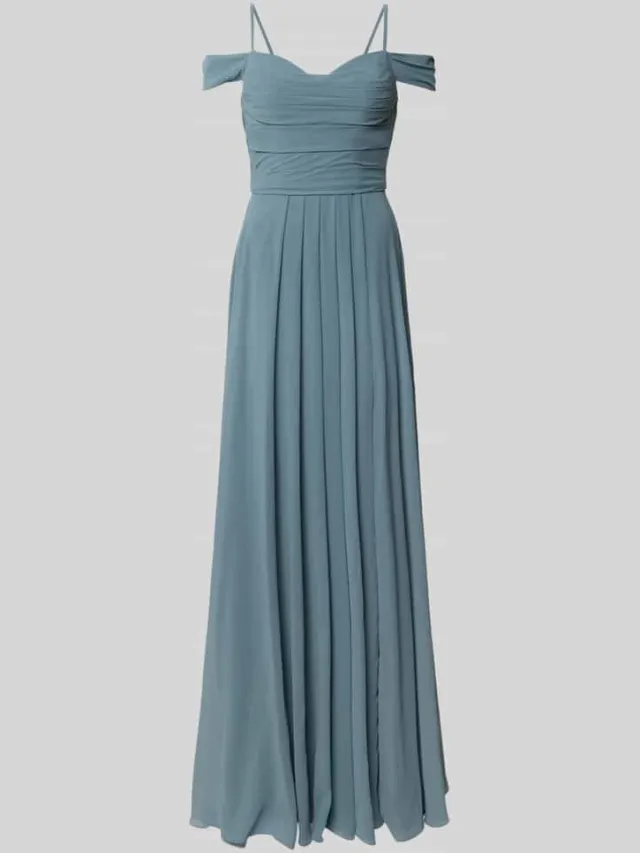 Mascara Maxi-jurk in off-shoulder-look met loopsplit rietgroen, foto 2