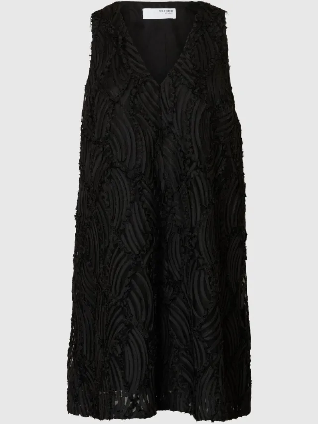 SELECTED FEMME Selected midi-jurk V-hals Black