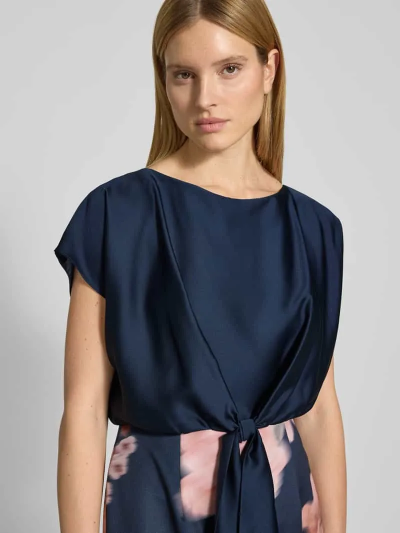 Swing Knie-lange cocktailjurk met knoopdetail blauw, foto 5