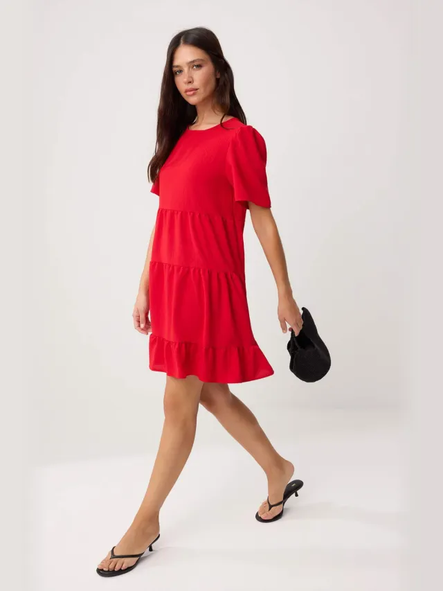 Trendyol TRENDYOLMİLLA Dames Rood Effen Kort / Mini Kort Recht Jurken