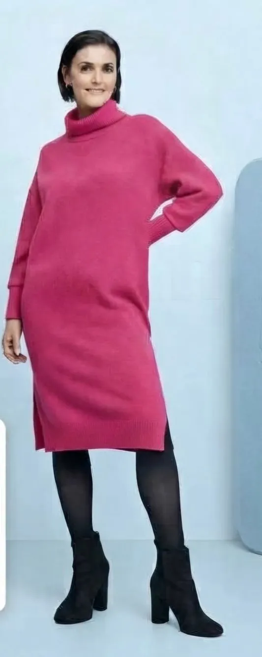 esmara Gebreide Lange Jurk Trui Met Zijsplit / Roze /