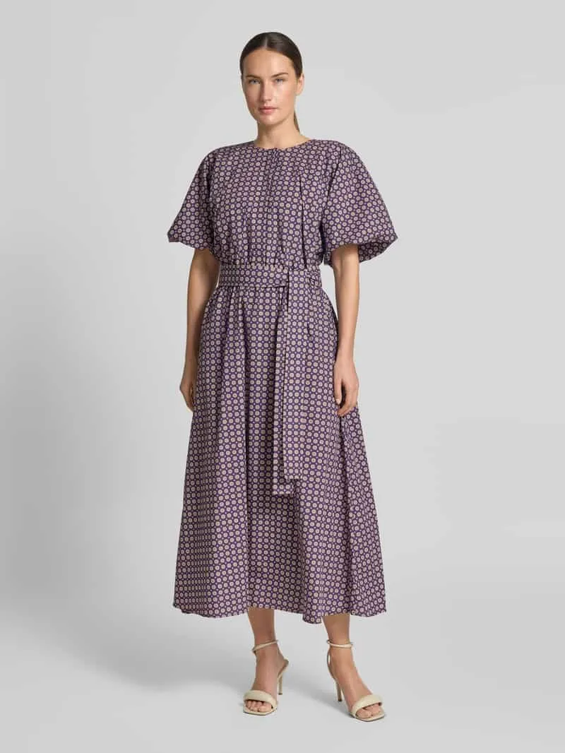 Rich & Royal Midi-jurk in all-over look met Strikceintuur Aubergine