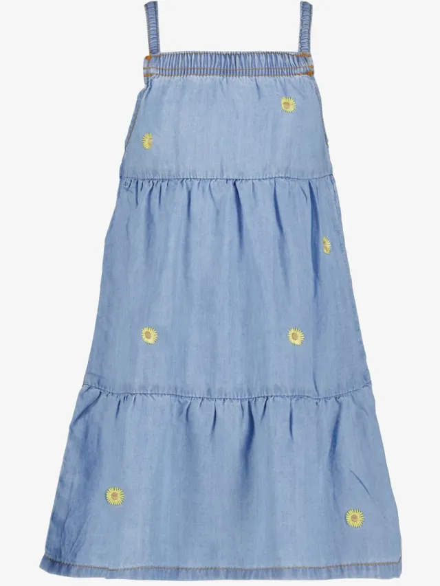 TwoDay meisjes denim jurk met madeliefjes - Blauw