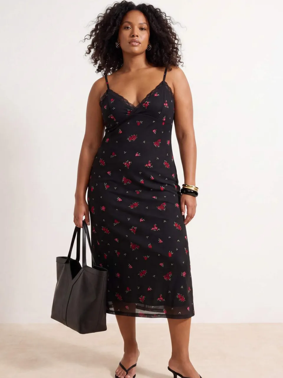 Trendyol Curve Dames Meerkleurig Bloemen Midi Mouwloos Casual Bodycon Grote maten Jurk Veelkleurig