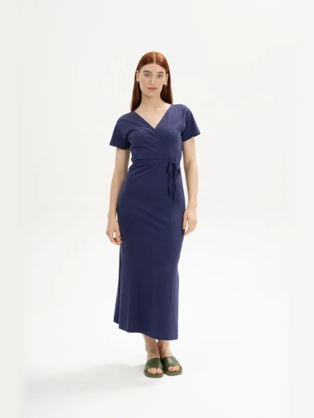 MELA dames vegan Jurk V-Hals Shreoshi Summer Night Paars Donkerpaars