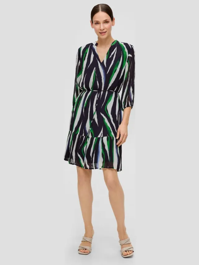 S.Oliver female - Zwierige jurk met wijde mouwen navy