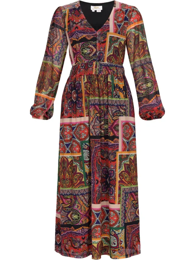 Usha Dress black multicolor