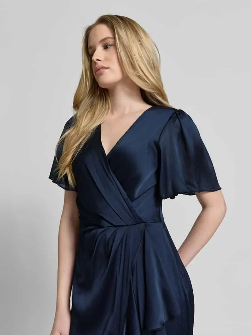 Lipsy Cocktailjurk in wikkellook met V-hals marineblauw, foto 2