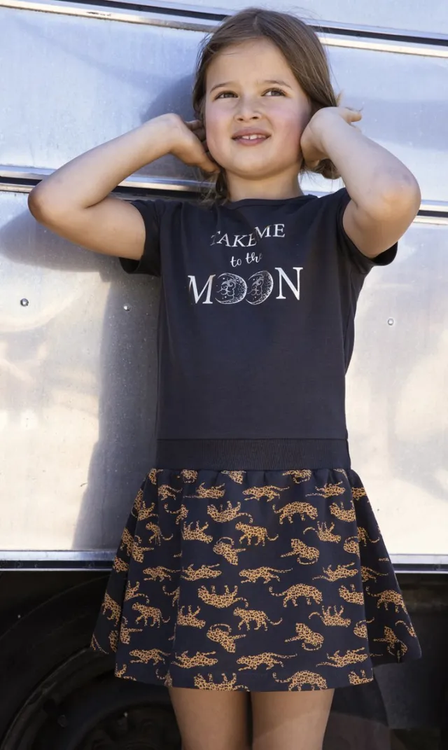 DJ Dutchjeans Jurk - Bruin met print