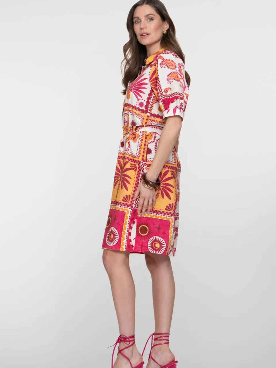 Geisha blousejurk met print - roze, foto 4