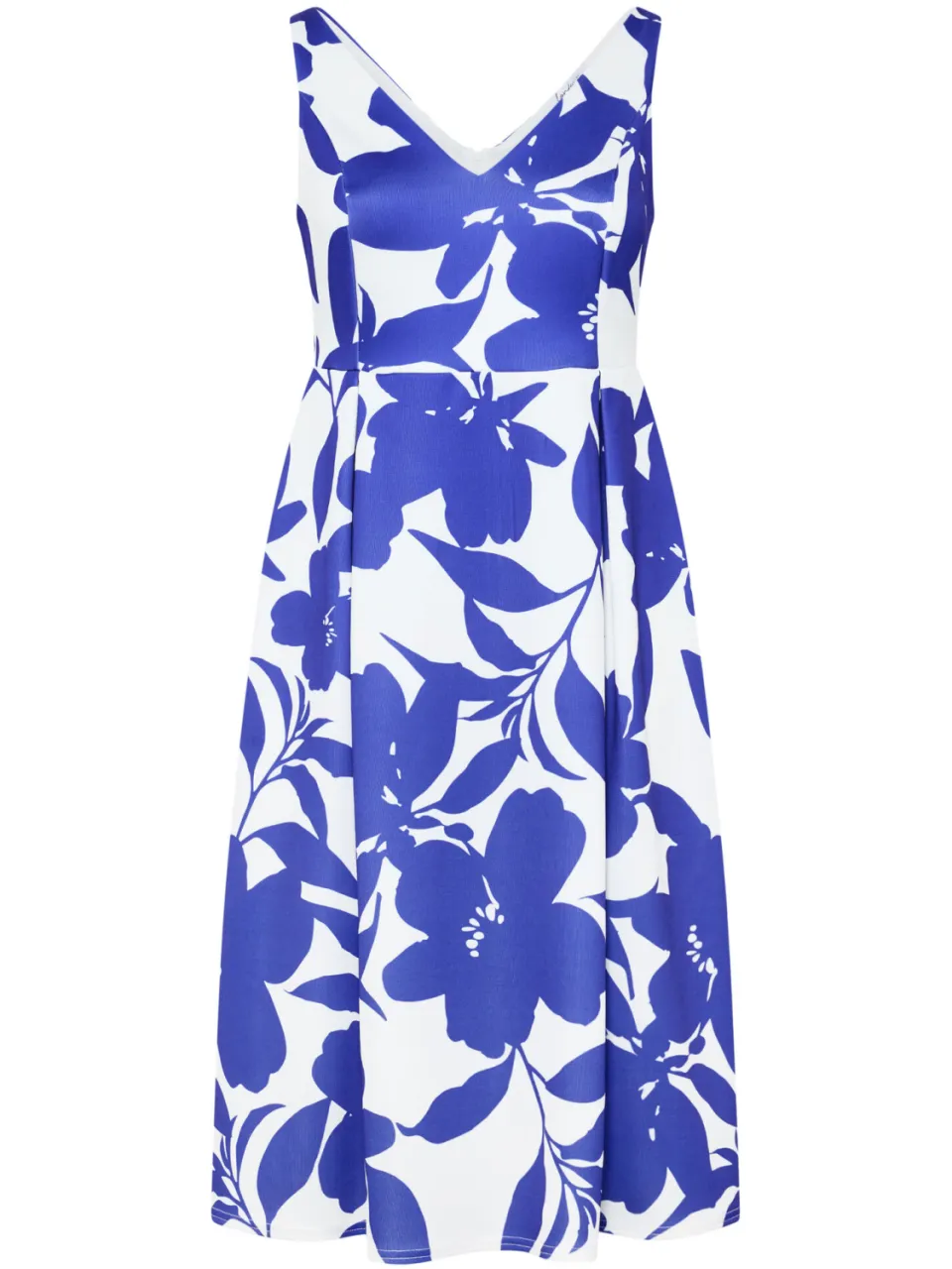 Yours London Witte En Blauwe Skaterjurk Met Bloemenprint En Vhals, foto 4
