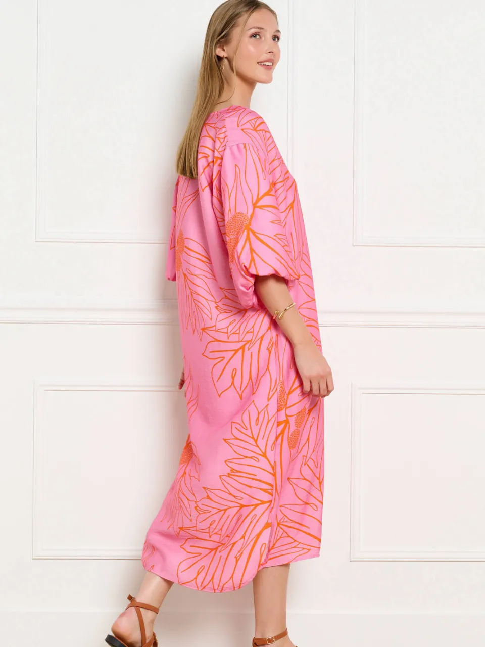 Sanny x LOLALIZA x Wehkamp maxi jurk met bloemen roze, foto 6