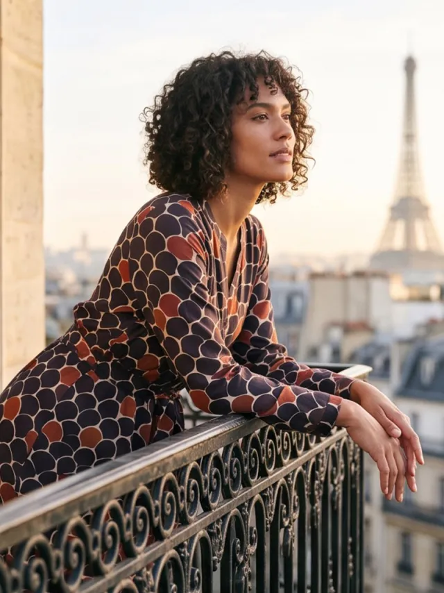Didi Dames Dress Joyful Brown Confetti print Beige / bruin